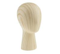 Testa di manichino in fibra di vetro con venature del legno, modello per parrucche, cappelli, cappelli, espositore per cappelli, parrucche (A: motivo legno chiaro)