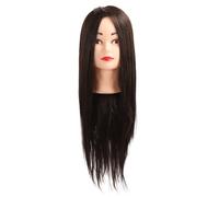 Testa di manichino per capelli Testa di formazione per lo styling in fibra sintetica ad alta temperatura 63 cm per parrucchieri Studenti di cosmetologia Nero
