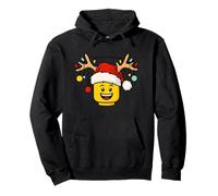 Testa di Mattoni di Costruzione di Natale con Le luci delle Corna del Cappello di Babbo Natale Felpa con Cappuccio