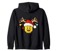 Testa di Mattoni di Costruzione di Natale con Le luci delle Corna del Cappello di Babbo Natale Felpa con Cappuccio