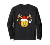 Testa di Mattoni di Costruzione di Natale con Le luci delle Corna del Cappello di Babbo Natale Maglia a Manica