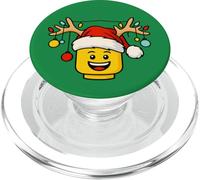 Testa di mattoni di costruzione di Natale con le luci delle corna del cappello di Babbo Natale PopSockets PopGrip per MagSafe