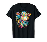 Testa di mucca colorata vibrante espressione Maglietta