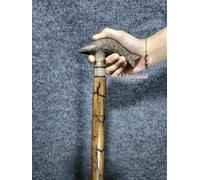 Testa di pesce in ottone marrone antico manico vittoriano 3 volte bastone da passeggio in legno canna stile vintage 36 pollici