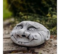 Testa di pietra che ride viso figura di pietra 25 x 28 cm 10 kg cemento bianc...