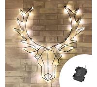Testa di Renna luminosa da parete 50 Led luce decorativa 58cm Bianco Caldo a batteria Wisdom