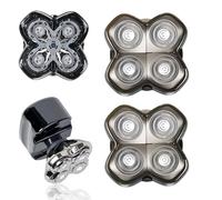Testa di Ricambio Rotante a 4 Teste per Rasoi Elettrici - Compatibile con Pitbull Skull Shaver, Butterfly Kiss Pro e altri - Teste da Rasatura per Viso e Corpo per Uomini e Donne (Confezione da 2).