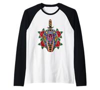 Testa di Serpente Vintage American Traditional Tattoo Style Art Maglia con Maniche Raglan