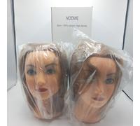 Testa Di Studio Pedagogico Capelli 100% Naturali Lotto Di 2 Teste Da Acconciare