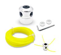 Testa di taglio universale in alluminio testa di taglio in nylon con linea decespugliatore, chiave, con 10 m di corda di diserbo, rondella bobina spazzola testa Cu