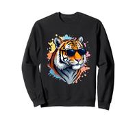 Testa di tigre cartoon con occhiali da sole e colori Felpa