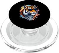Testa di tigre cartoon con occhiali da sole e colori PopSockets PopGrip per MagSafe