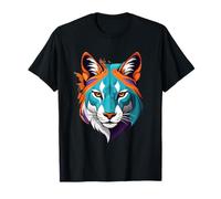 Testa di Tigre Geometrica con Motivo Grafico Colorato Maglietta