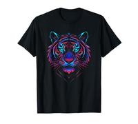 Testa di Tigre Geometrica futuristica in Vivaci Colori elettrici Maglietta