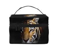 Testa di tigre stampata al buio, Borsa per il trucco Borsa per cosmetici Borsa da toilette da viaggio portatile Astuccio per matite Astuccio da toilette