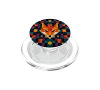 Testa di volpe geometrica retrò Gamer PopSockets PopGrip per MagSafe