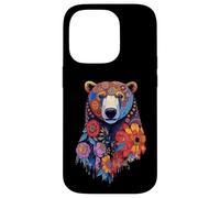 Testa d'orso floreale con animali selvatici Mandala Foresta Custodia per iPhone 14 Pro