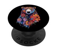 Testa d'orso floreale con animali selvatici Mandala Foresta PopSockets PopGrip Adesivo