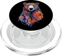 Testa d'orso floreale con animali selvatici Mandala Foresta PopSockets PopGrip per MagSafe