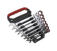 Testa Flessibile Cricchetto Chiave Combinata Set 7pc Metrico Platino Serie -