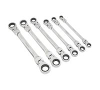 Testa Flessibile Doppia Estremità Cricchetto Anello Chiave Set 6pc Metrico -