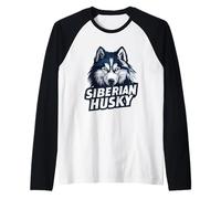 Testa Husky siberiana in Forte Stile Illustrazione Maglia con Maniche Raglan