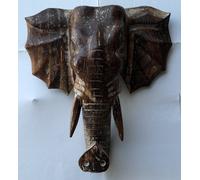 Testa in legno di Elefante sacro Induista cm 30x30x15h Budda
