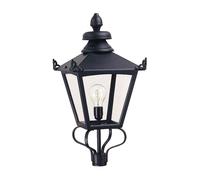 Testa Lampada Lanterna Esterni Alluminio Vetro Nero da Giardino E27 H 68 CM