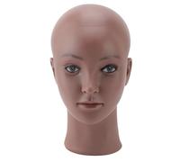 Testa Manichino Donna Senza Capelli in PVC per Trucco e Parrucche con Base Stabile Design Realistico