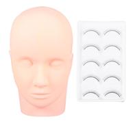 Testa Manichino per Ciglia in Silicone Beige, Set Pratica 1 Pezzo | Superficie Liscia e Realistica, Ciglia Incluse, per Formazione Estetica e Allenamento Tecnico senza Sagoma
