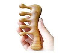 Testa Meridiano Massaggio Pettine Verde Sandalo Cinque Denti Larghi Pettine Agopuntura Terapia Circolazione Anti-statica Capelli Liscio (Stile T)