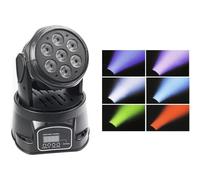 Testa mobile 7 led rgb rotante strobo funzione dmx 9/14 sound luce da discoteca