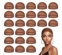 Testa Per Parrucca 24 pezzi di cuffie for parrucca marroni da donna, cuffia for parrucca frontale in pizzo(12pack-24pc brown)