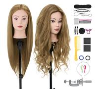 Testa per parrucchieri,Neverland 28" 80% Veri Capelli Testina Parrucchiere,Manichino Cosmetologia Formazione Pratica Modello Capelli con Morsetto + DIY Accessori(Biondo)