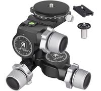 Testa per treppiede a 3 vie, testa per treppiede a ingranaggi ARTCISE con piastra QR tipo Arca e piastra QR panoramica a 360° tipo Arca, microregolazione millimetrica, carico massimo 6 kg