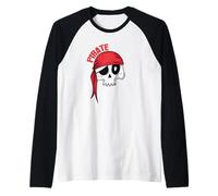Testa Pirata con Bandana Rossa Maglia con Maniche Raglan