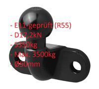 Testa Sferica 3,5t Gancio Di Traino Gancio Di Rimorchio Sfera Nera D17,2kN