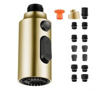 Testa spray estraibile in ABS per rubinetti da cucina che supporta 3 modalità operative e montaggio 14 basi comuni per rubinetto (oro spazzolato)