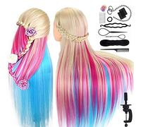 Testa Studio Manichini, TopDirect 75cm/29.5" Capelli Colorati Parrucchiere Cosmetologia Formazione Manichino Pratica Modello con Morsetto & DIY Accessori per Capelli