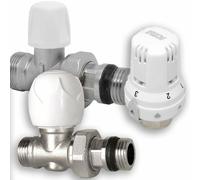 TESTA TERMOSTATICA KIT VALVOLA DETENTORE DRITTA RADIATORE ADATTATORI ICMA