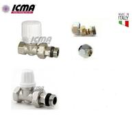 TESTA TERMOSTATICA KIT VALVOLA DETENTORE DRITTA RADIATORE ADATTATORI ICMA