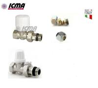 TESTA TERMOSTATICA KIT VALVOLA DETENTORE DRITTA RADIATORE ADATTATORI ICMA