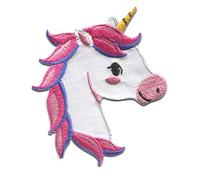 testa Unicorno Unicorns - Toppe termoadesive Patch Toppa ricamate, misura: 6,5 x 8,2 cm