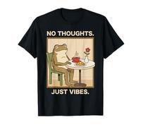 Testa Vuota Meme Divertente No Thoughts Just Vibes Frog Maglietta
