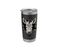Testa zebra che scoppia attraverso il muro incrinato Bicchiere termico in acciaio inox doppia parete
