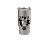 Testa zebra che scoppia attraverso il muro incrinato Bicchiere termico in acciaio inox doppia parete