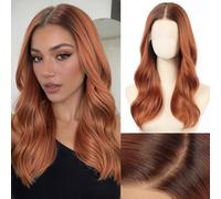 testar Ombre Arancione 13×6 Parrucca Frontale in Pizzo, Lunghe Body Wave per Donne Bianche, Parrucca in Fibra Sintetica Resistente al Calore, 55 cm, per Uso Quotidiano & Cosplay