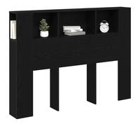 Testata Moderna in Rovere Nero Di vidaXL Con Ampio Spazio di Archiviazione Scomparti in Legno Massello Finitura Testurizzata Perfetta per Camere da Letto Design Elegante e Resistente