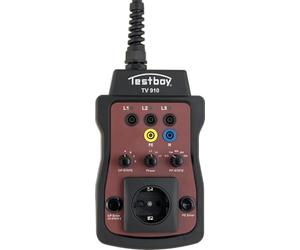 Testboy Adattatore di prova TV 910 per stazioni di ricarica, adattatore EVSE (per wallbox con e senza cavo, display a LED e presa di corrente con messa a terra, CAT III 400V, con borsa)