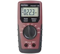 Testboy Pocket 100 Multimetro universale con ampio display LC (piccolo e compatto, misurazione tensione fino a 600 V AC/DC, Auto Range, Data-Hold, CAT III 600 V), rosso/nero